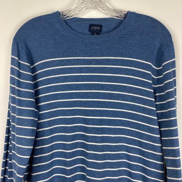 J Crew Blue White Striped Sweater Cotton Linen Blend Womens Size Small - Picture 4 of 11
